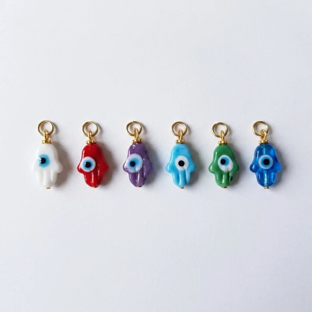Glass Evil Eye Hamsa Charm by Shukstack
