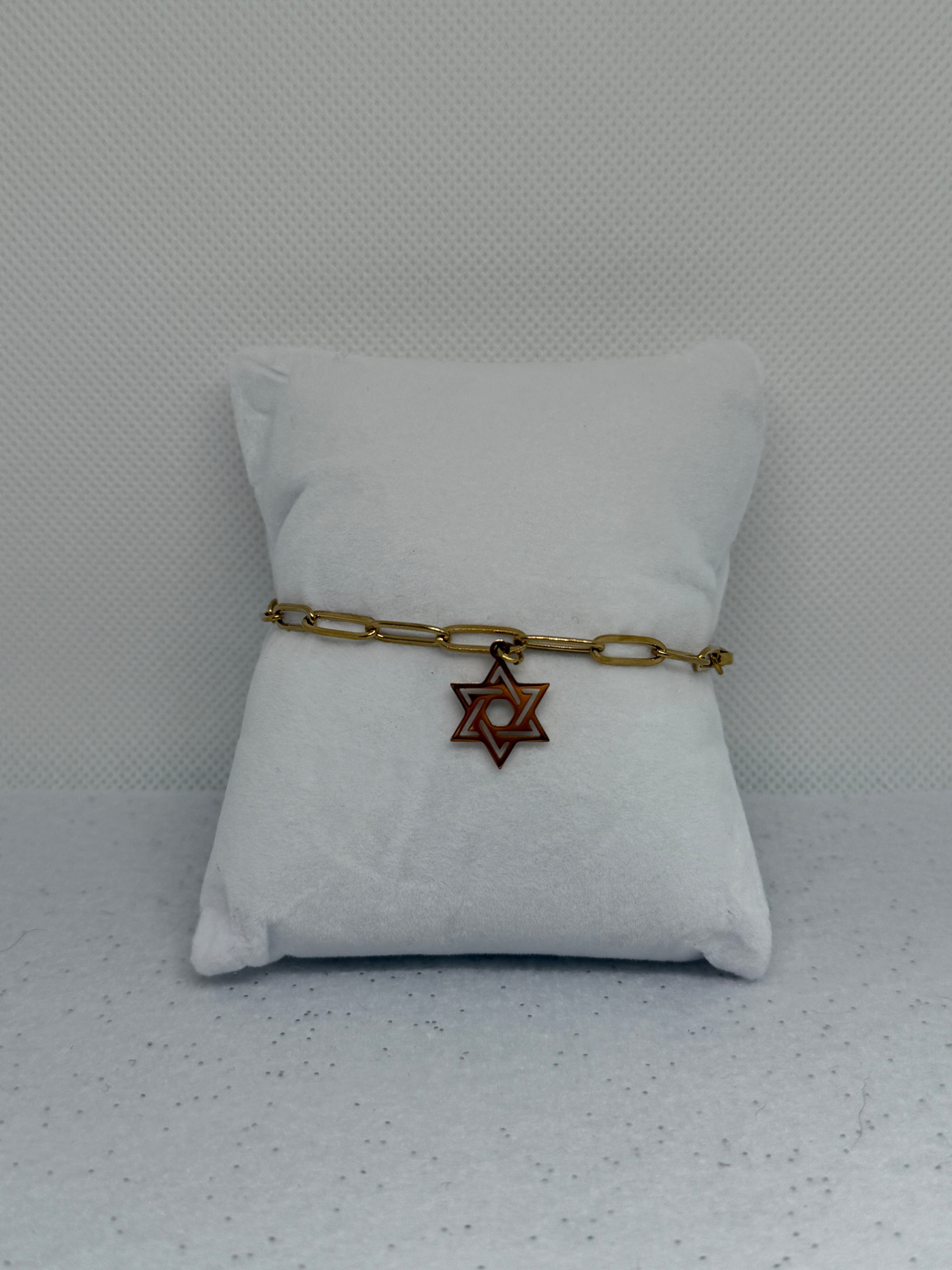 Star Of David paperclip chain bracelet