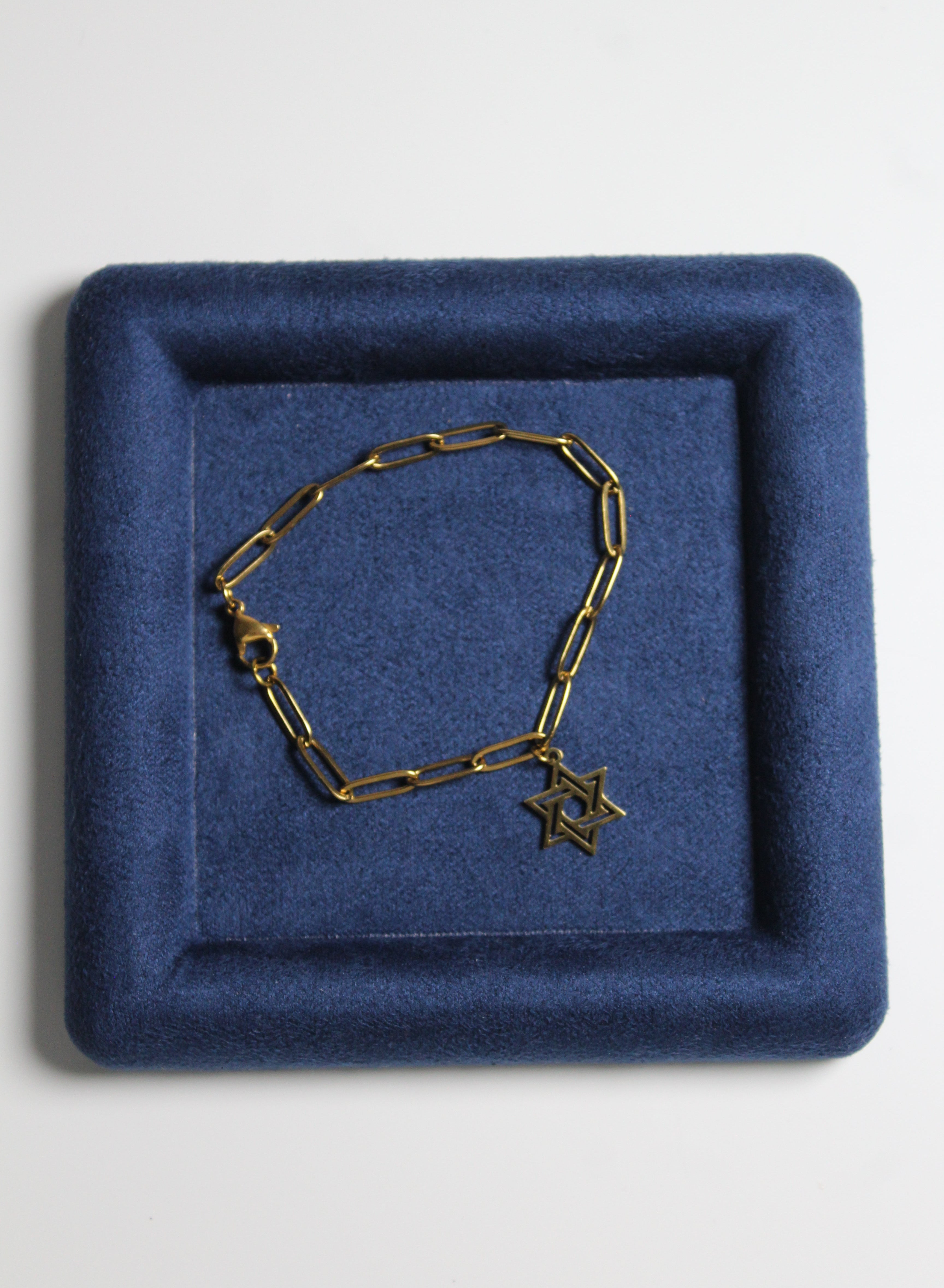 Star Of David paperclip chain bracelet