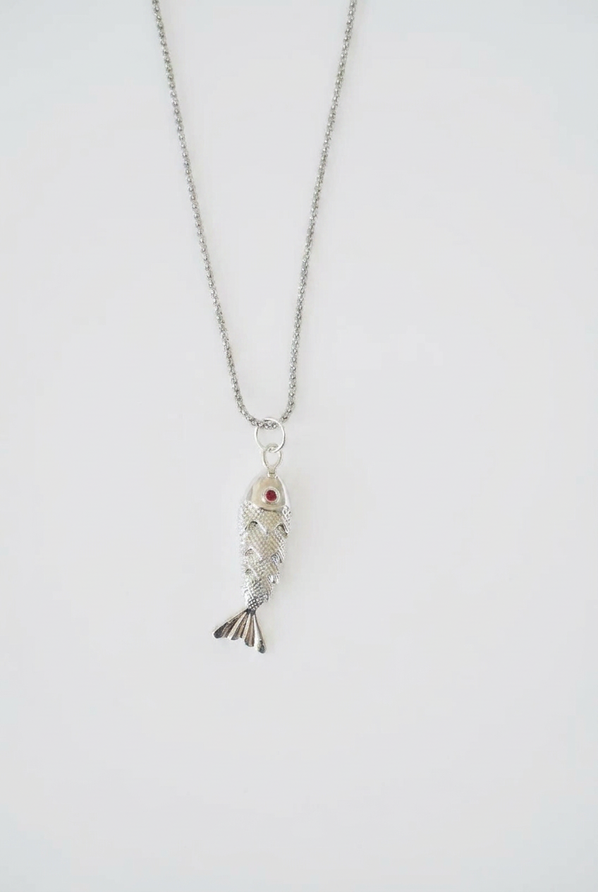 Silver sea fish necklace