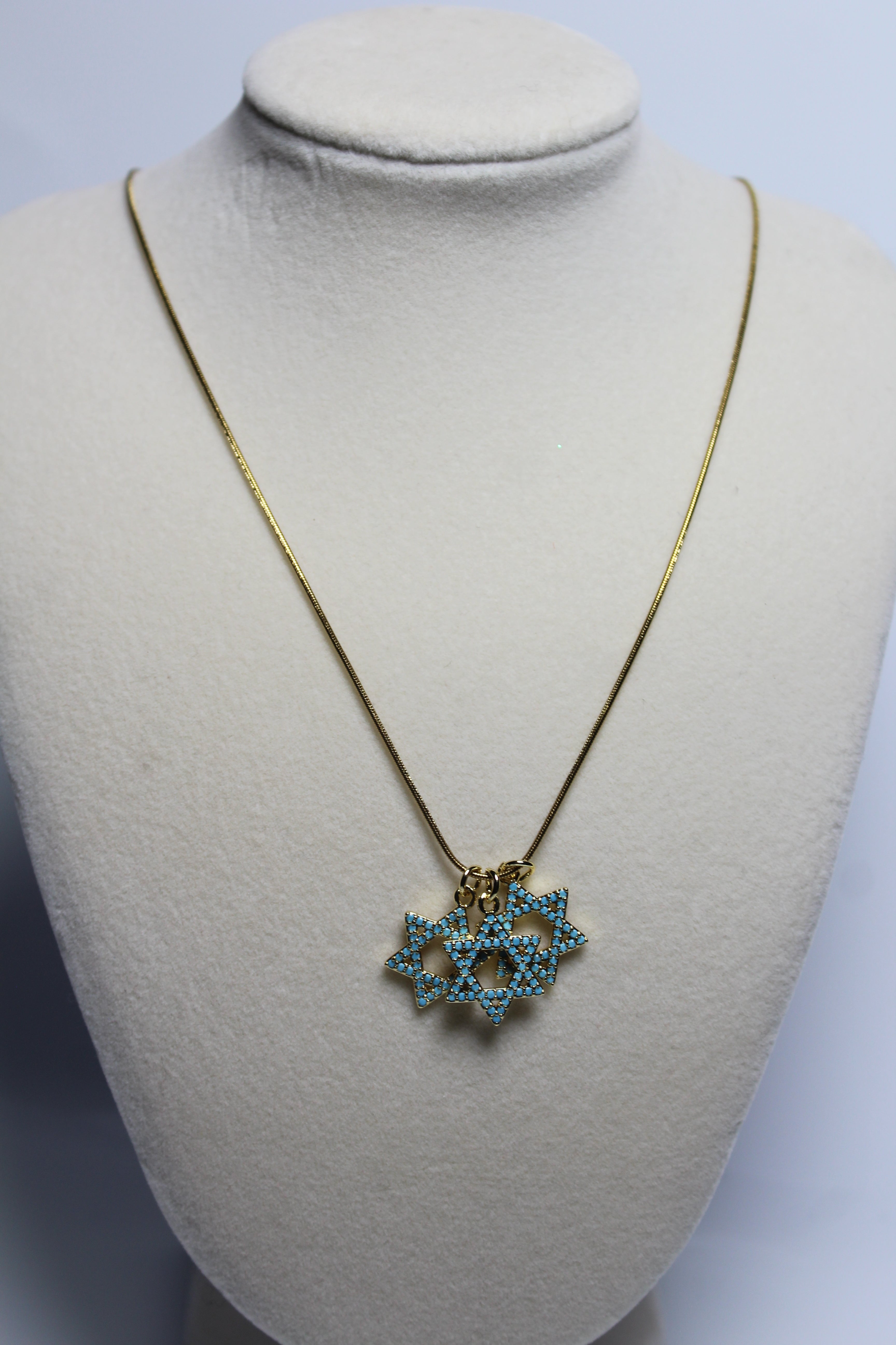 Neshama Necklace – Teal Triple Star