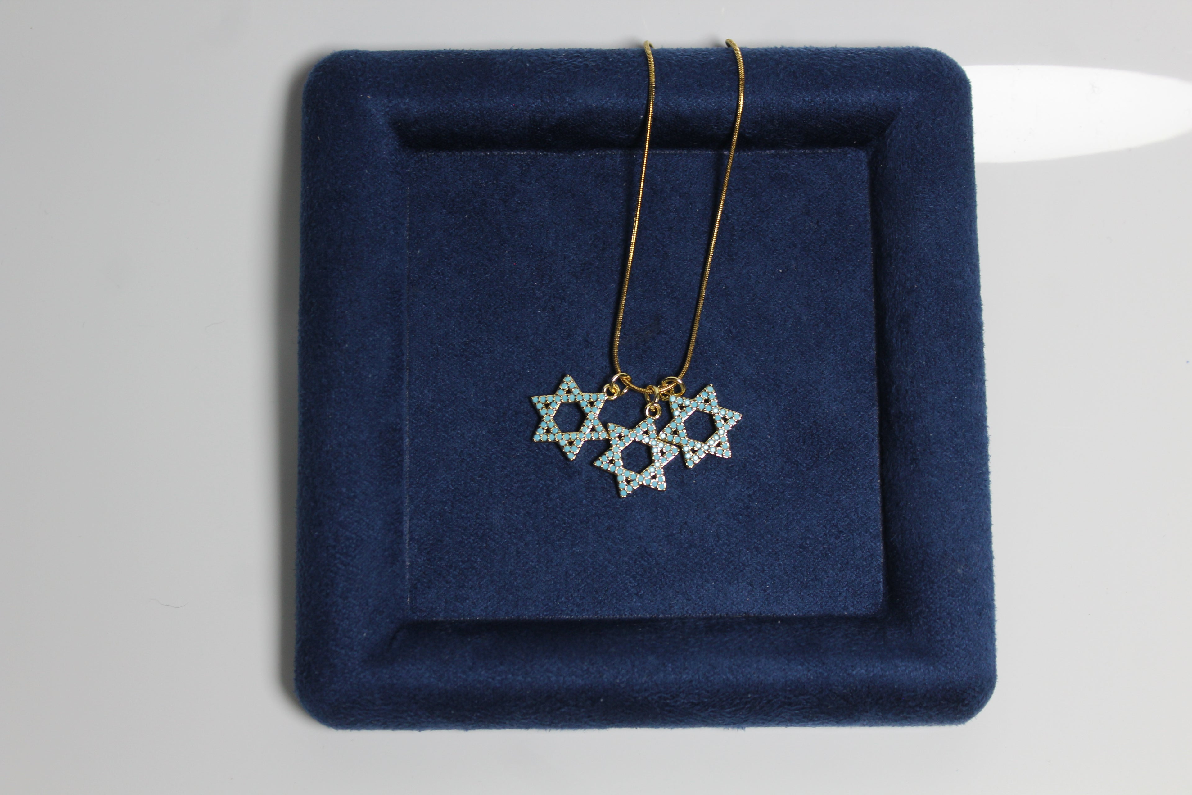 Neshama Necklace – Teal Triple Star