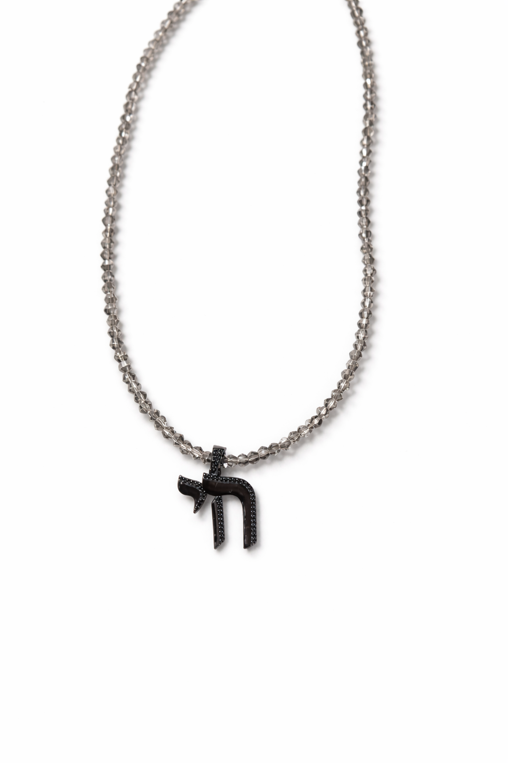 Black Pave Beaded Chai Necklace