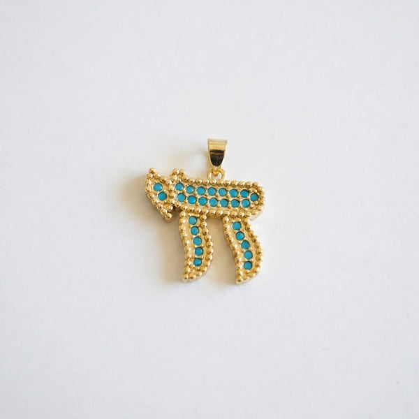Full Blue Pavé Chai Charm by Shukstack