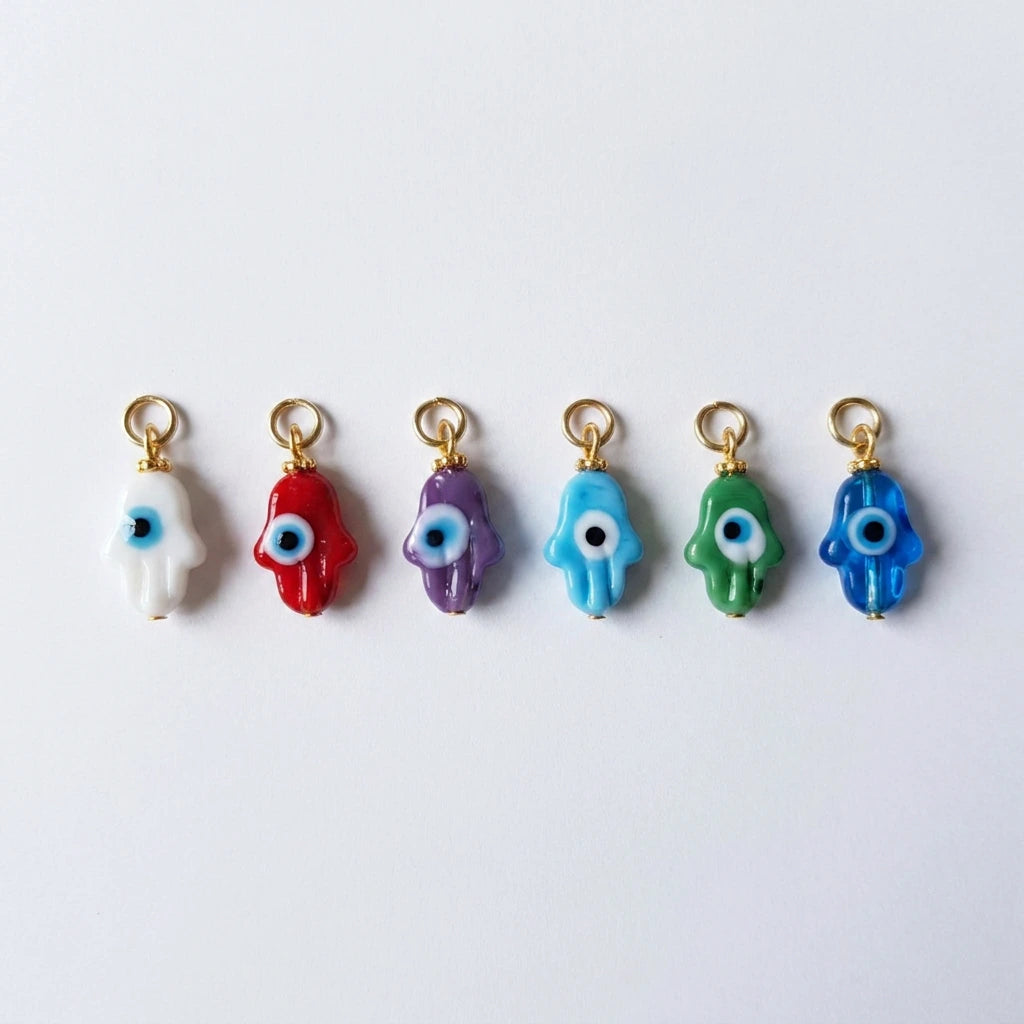 Glass Evil Eye Hamsa Charm