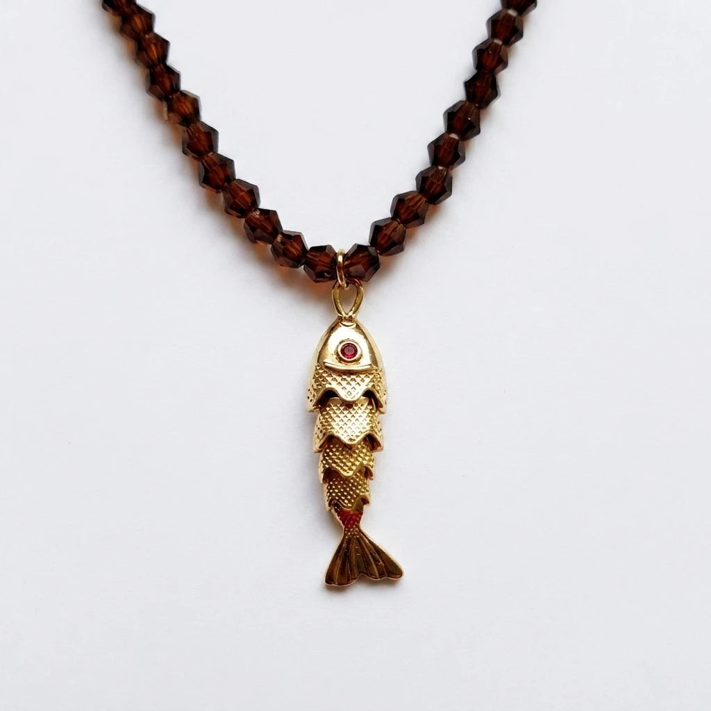 Bronze fish necklace